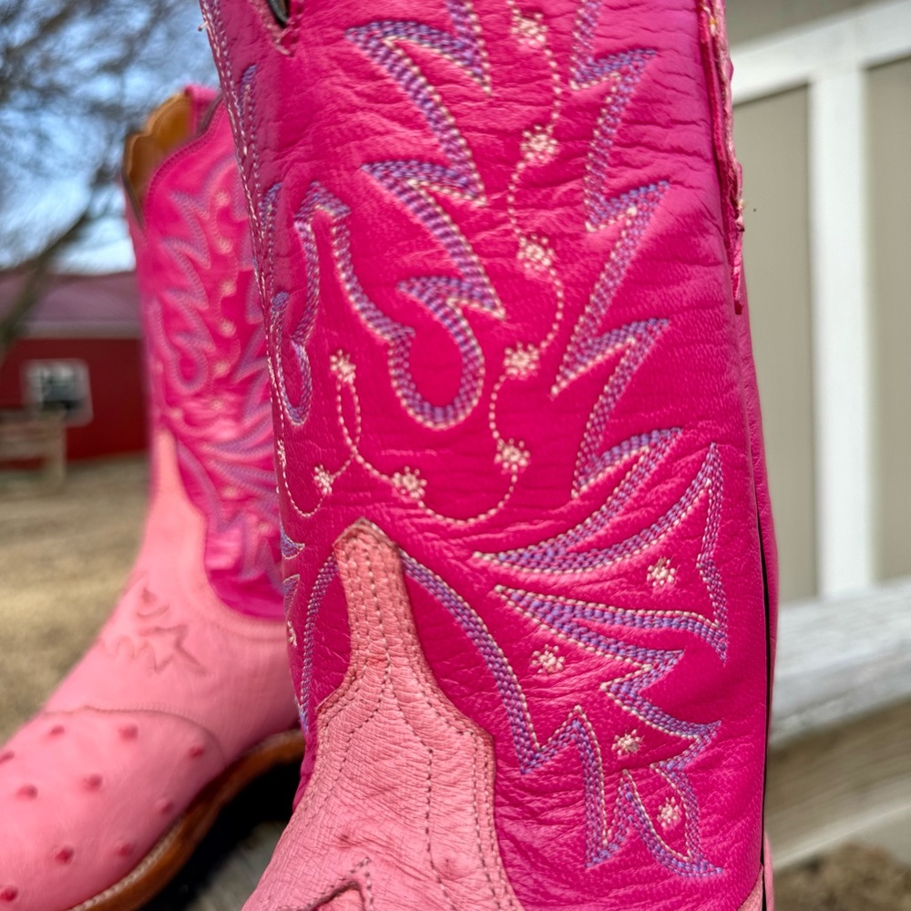 Lucchese Pink Heeled Boots - Picture 8 of 11